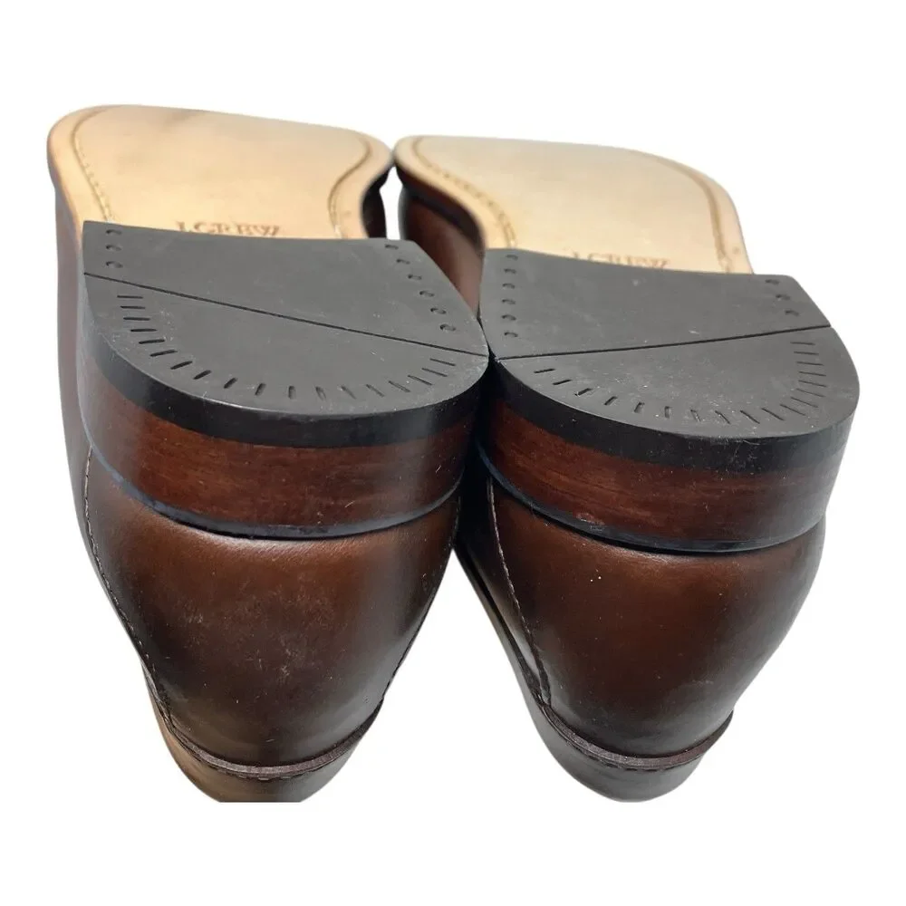 J Crew Penny Loafers Mens 9.5 Brown Leather Sole Business Preppy Luxury Shoes